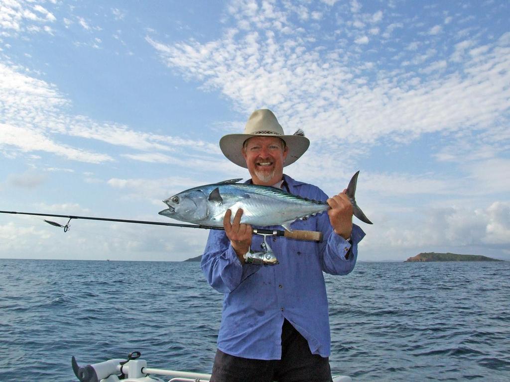 Graham Brake with a mack tuna.  As you can see, you don’t need heavy gear to subdue these speedsters. - Winter quick tripping for tuna © Lee Brake